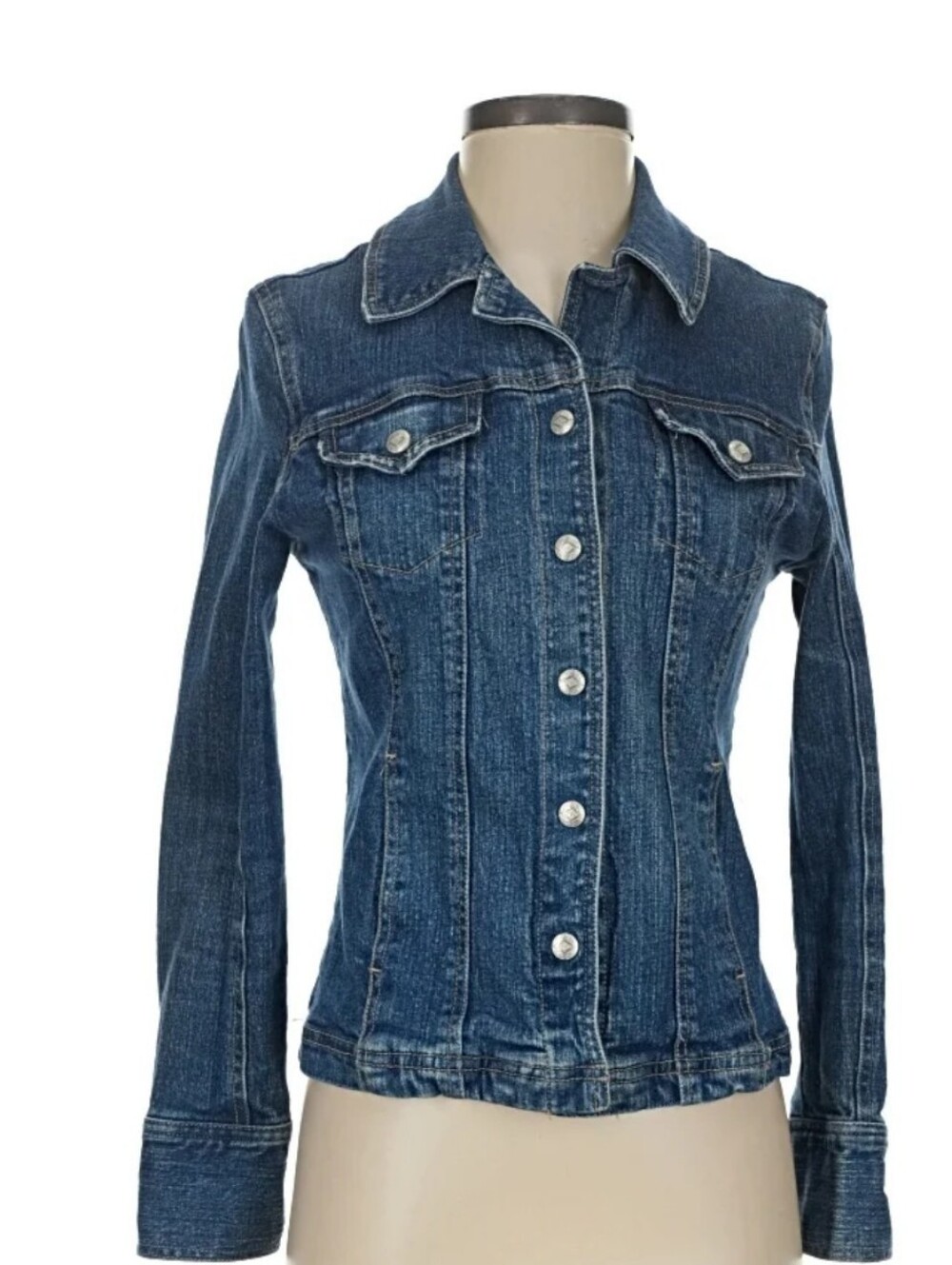 Live a Little ,SizeL,Woman's Fitted Blue Denim Jacket